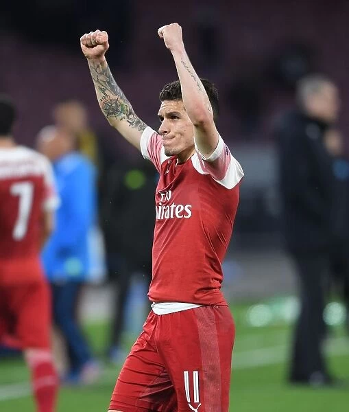 Arsenal's Lucas Torreira Celebrates Quarter-Final Victory over Napoli in Europa League 2018-19