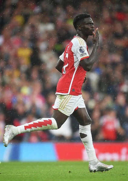 Arsenal's Saka Scores Penalty Kick in Arsenal v Fulham Premier League Clash (2023-24)