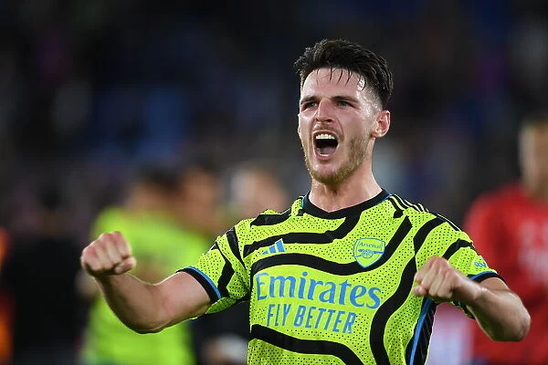 Declan Rice Celebrates Arsenal's Victory Over Crystal Palace in 2023-24 Premier League