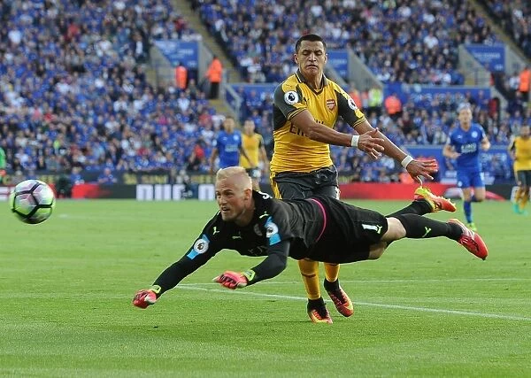Head-to-Head: Leicester City vs. Arsenal - Premier League Showdown (August 2016): A Battle of Wits and Wits - Arsenal's Sanchez vs. Leicester's Schmeichel