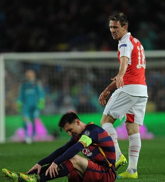 Nacho Monreal Fouls Lionel Messi: Intense Barcelona vs. Arsenal UEFA Champions League Clash
