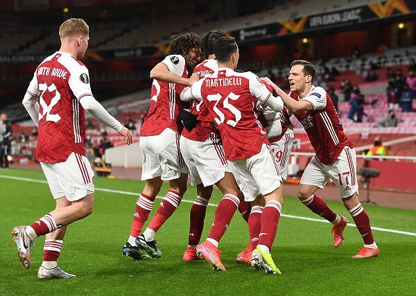 Pepe's Quiet Goal Celebration: Arsenal's Europa League Victory with Smith Rowe, Elneny, Gabriel, and Cedric