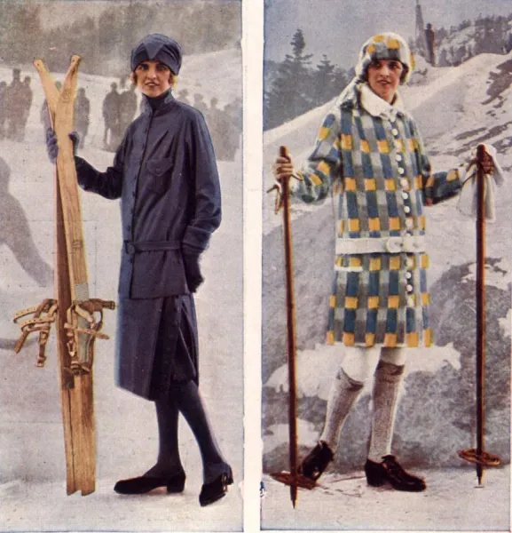 1920s UK womens skiing skis ski wear