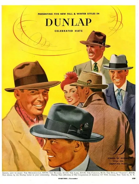 Dunlap 1950s USA Mens Hats Art Prints, Posters Puzzles