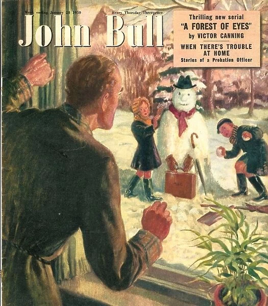 John Bull 1950s UK seasons snowmen snowman snowballs snow winter magazines