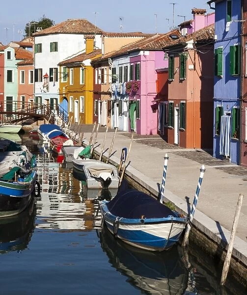 A colourful street on the island of Burano near Venice