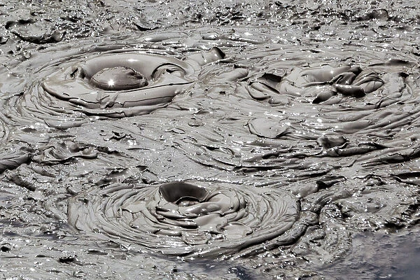 A mud pool in an active volcanic area at Te Puia in Roturua, Bay of Plenty, in New Zealand