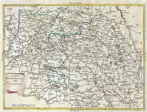 1740 Zatta Map Of Central France And The Vicinity Of Paris