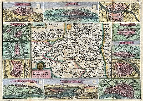 1747 La Feuille Map Of Dauphine And Hautes-Alpes