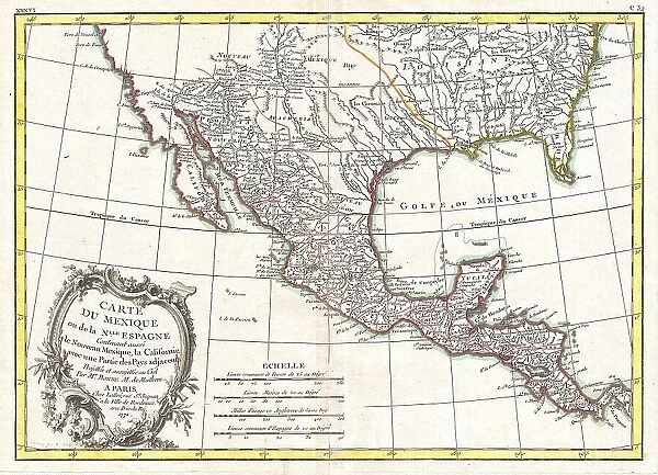 1771 Bonne Map Of Mexico Texas Louisiana And Florida