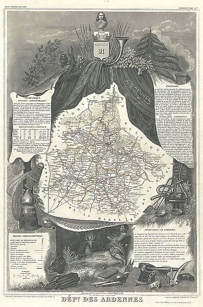 1852 Levasseur Map Of The Department Ardennes