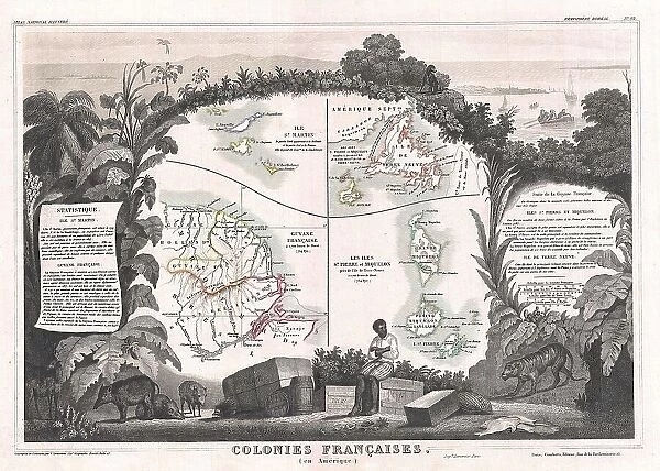 1852 Levasseur Map Of Guyana Miquelon Newfoundland