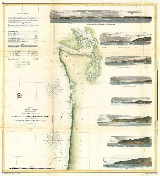 1855 U.S.C.S. Map Or Chart Of Washington And Oregon