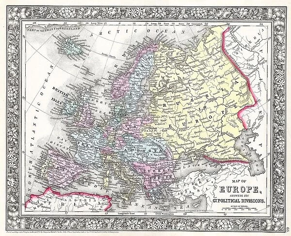 1860 Mitchell Map Of Europe Topography Cartography