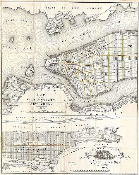 1860 Valentine Map Of New York City Topography
