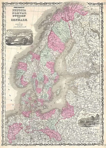 1862 Johnson's Map Of Scandinavia Norway Sweden