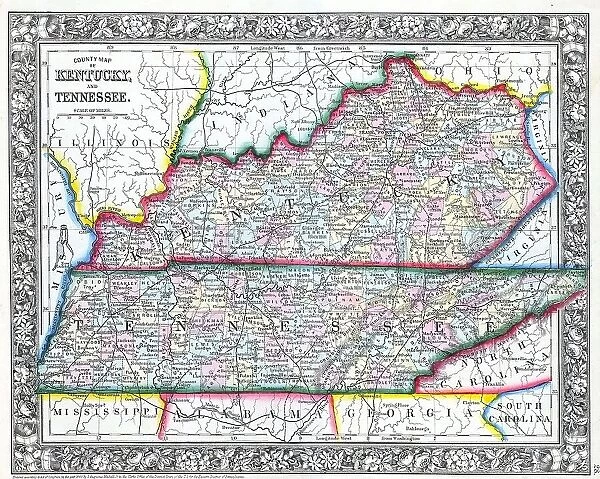 1862 Mitchell Map Of Kentucky And Tennessee Topography