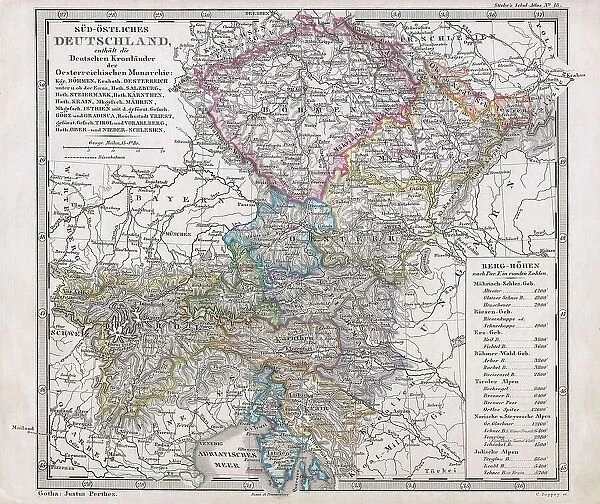 1862 Perthes Map Of Bohemia And Austria Topography