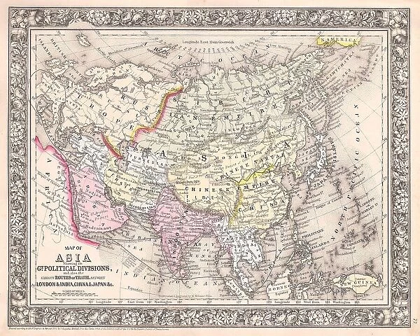 1864 Mitchell Map Of Asia Topography Cartography