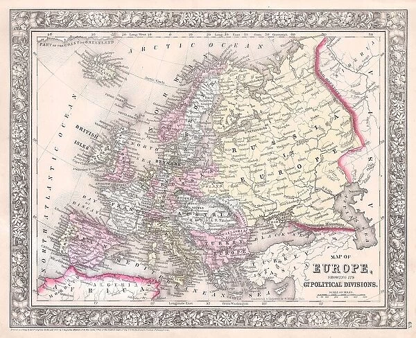 1864 Mitchell Map Of Europe Topography Cartography