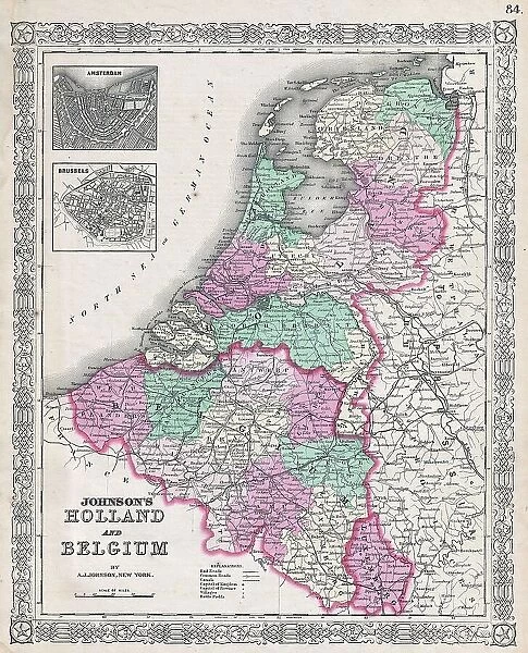 1866 Johnson Map Of Holland And Belgium Topography