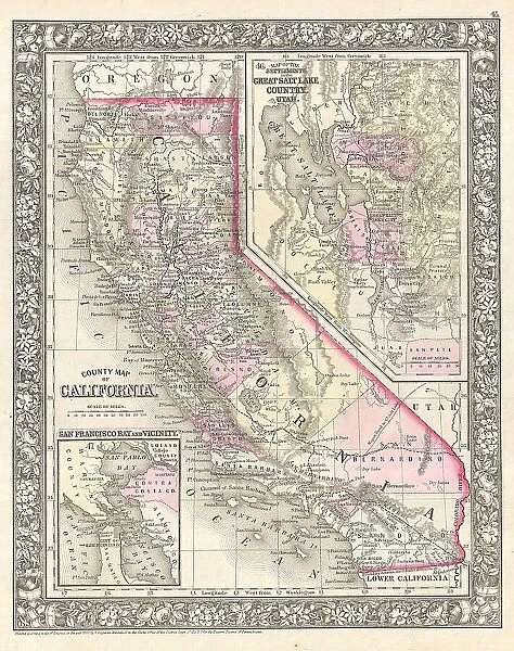 1866 Mitchell Map Of California Topography Cartography