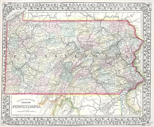 1867 Mitchell Map Of Pennsylvania Topography