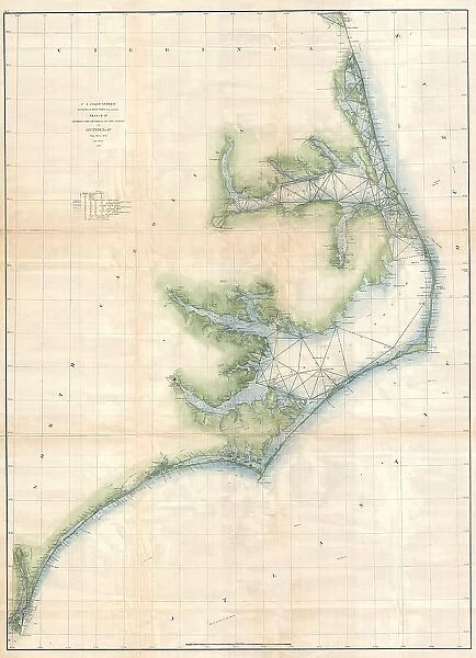1873 U.S. Coast Survey Chart Or Map Of The Carolina Coast