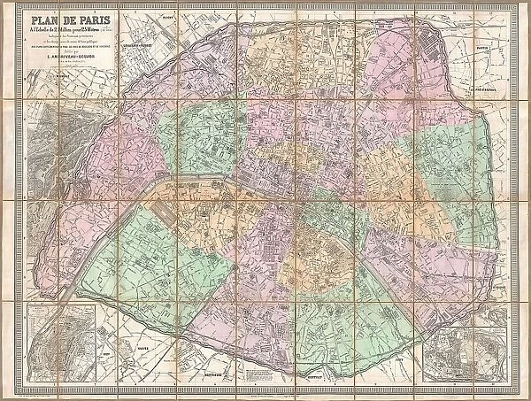 1878 Andriveau-Goujon Pocket Map Of Paris France