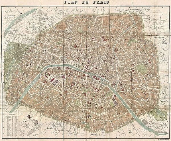1894 Hachette Pocket Map Of Paris France Shows Eiffel Tower