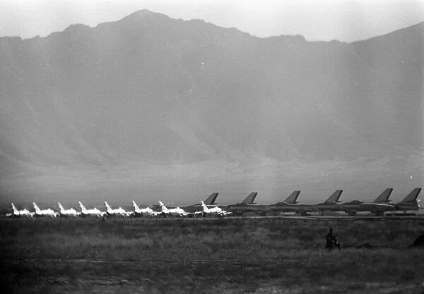 Afghan air force mikoyan-gurevich mig-15 fighters and ilyushin il-28 bombers at kabul, afghanistan, during the visit of the u, s, president dwight d, eisenhower, 9-14 december 1959