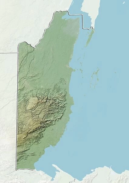 Belize, Relief map, With Border and Mask