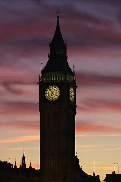 Big Ben, the Palace of Westminster, at dusk