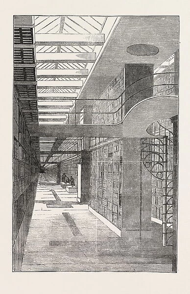 British Museum, the Royal or Kings Library, the Long Room, London, Uk, 1851 Engraving