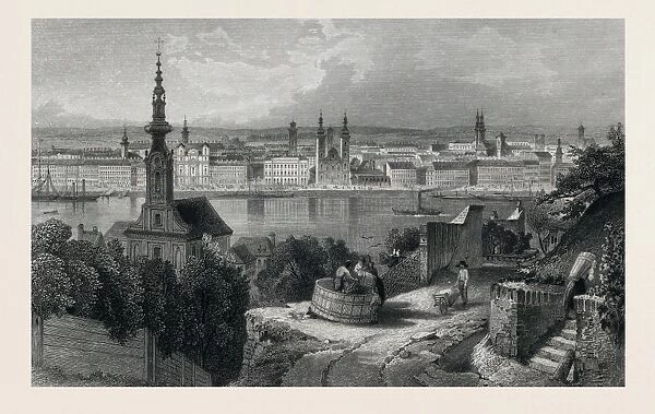 Budapest, Pest, Buda, Raitzenstadt, Taban, Hungary, 19th Century