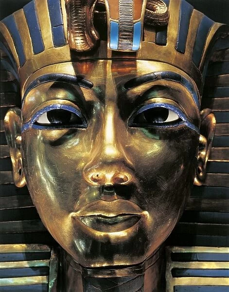 Burial mask of pharaoh Nebkheperura Tutankhamen, from Treasure of Tutankhamen