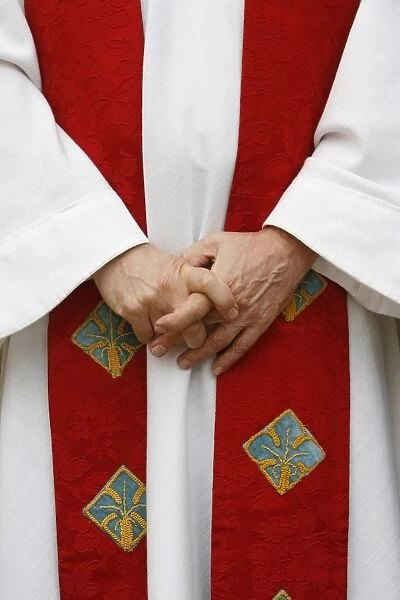 Catholic priest dressed for mass