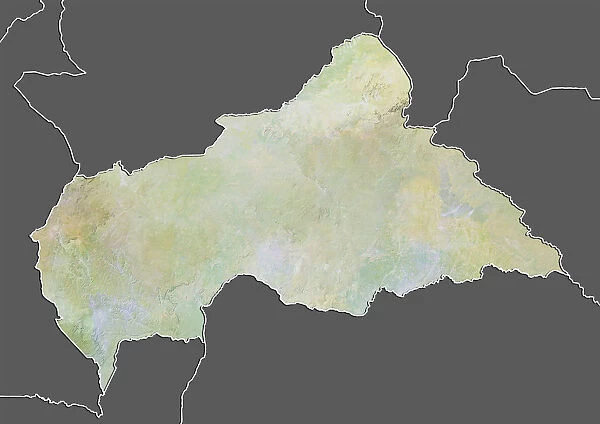 Central African Republic, Relief Map With Border and Mask