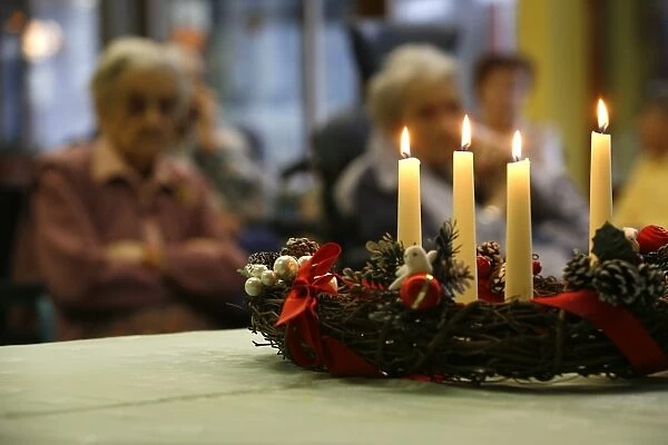 Christmas celebration in an elderly persons home