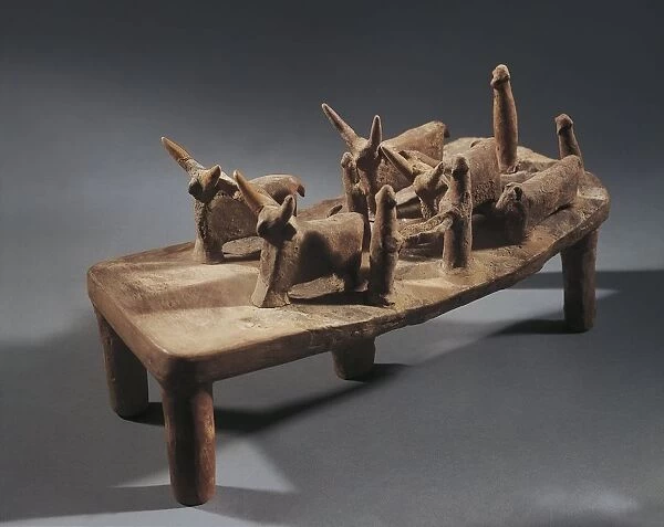 Clay model representing agricultural work from Vounous, Cyprus, Bronze Age, Prehistory