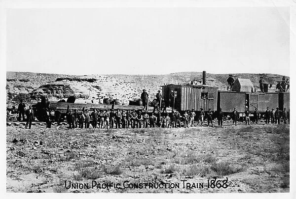 Construction train on the Union Pacific Railroad, 1868. Photograph