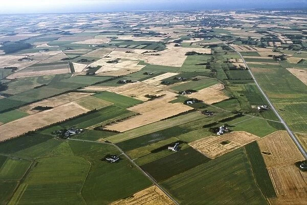 Denmark, North Jutland (Nordjylland), Hjorring, Aalbaek, Skagen, Hirtshals, Lokken, Aerial view of countryside