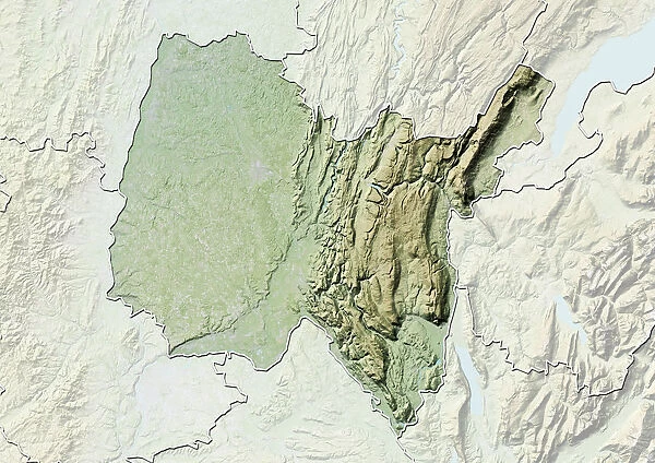 Departement of Ain, France, Relief Map
