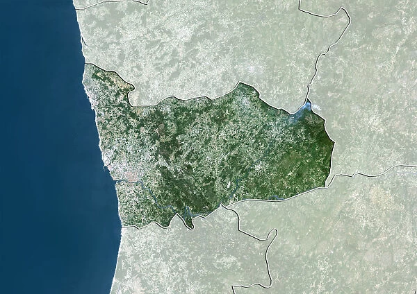 District of Porto, Portugal, True Colour Satellite Image