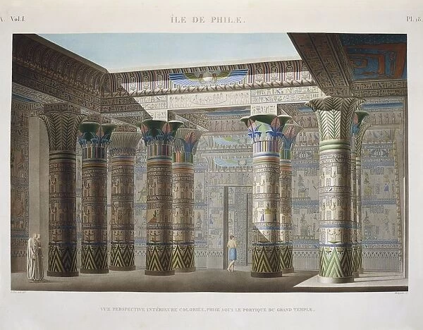 Egypt, Philae, Great Temple, reproduction of Portico