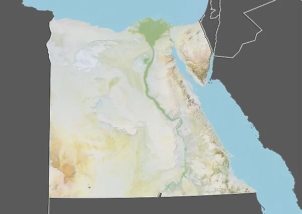 Egypt, Relief Map With Border and Mask