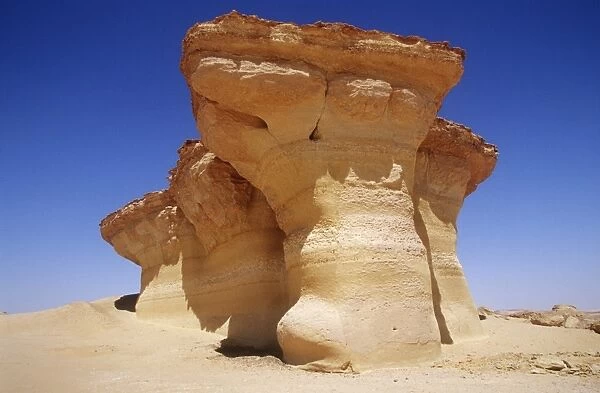 Egypt, Western Desert, Libyan Desert, El-Faiyum area, Eroded rock formation