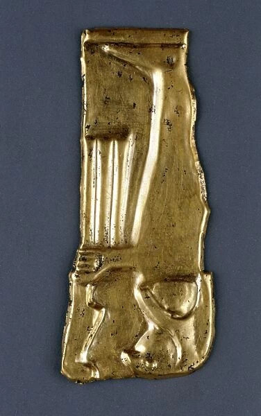 Egyptian civilization, Gold amulet portraying Horus. From Bahariya Oasis, Tomb of Governor Djed Khonsu-Iwf-Ankh