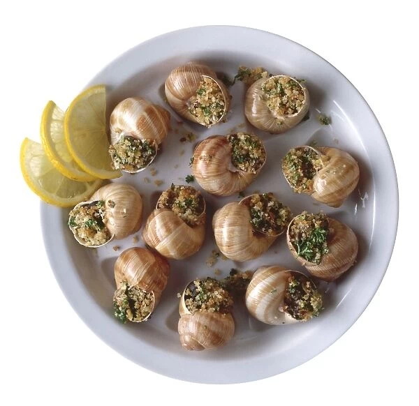 Escargots a la bourguignonne, snails served with garlic and butter