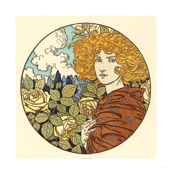 Eugene Grasset, Jalousie (jealousy), French, 1841 1917, Hand Colored Lithograph